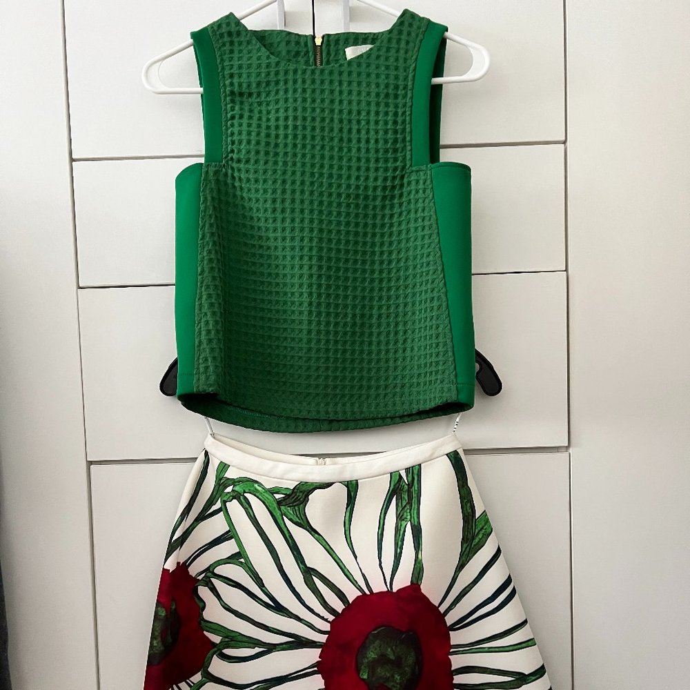 Two pieces Floral Top + Skirt